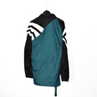 Vintage Adidas windbreaker fleece track jacket bomber jacket in black, green and white