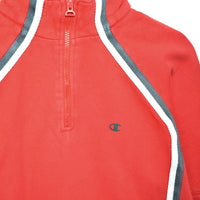 Vintage Champion quarter zip up sweater jumper sweatshirt pullover long sleeve tracksuit trackie jacket in red white and black