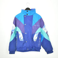 Vintage Sergio Tacchini puffer jacket windbreaker track jacket bomber jacket in blue purple and cyan