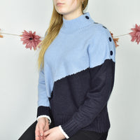 Vintage jumper sweater top pullover with collars in light and dark blue