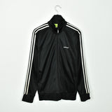 Vintage Adidas track jacket windbreaker fleece longsleeve tee pullover sweatshirt jumper in black and white