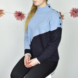 Vintage jumper sweater top pullover with collars in light and dark blue