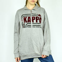 Vintage Kappa half zip sweatshirt jumper sweater pullover hoodie in gray