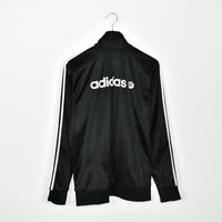 Vintage Adidas track jacket windbreaker fleece longsleeve tee pullover sweatshirt jumper in black and white