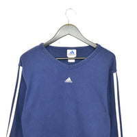 Vintage Adidas V-neck longsleeve tee pullover sweatshirt in blue