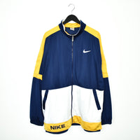 Vintage Nike jacket track windbreaker coat pullover bomber jacket trench coat in blue, white and yellow
