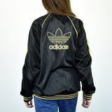 Vintage Adidas tracksuit track jacket fleece windbreaker in black and gold