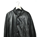 Vintage Bison real leather jacket windbreaker coat in black